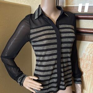 Bebe Y2K Vintage Black Shimmer Shirt sz XS